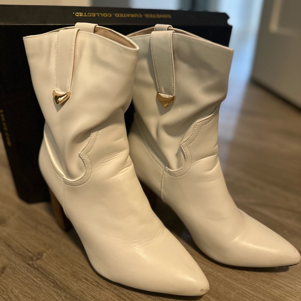 White Leather Ankle Boots
